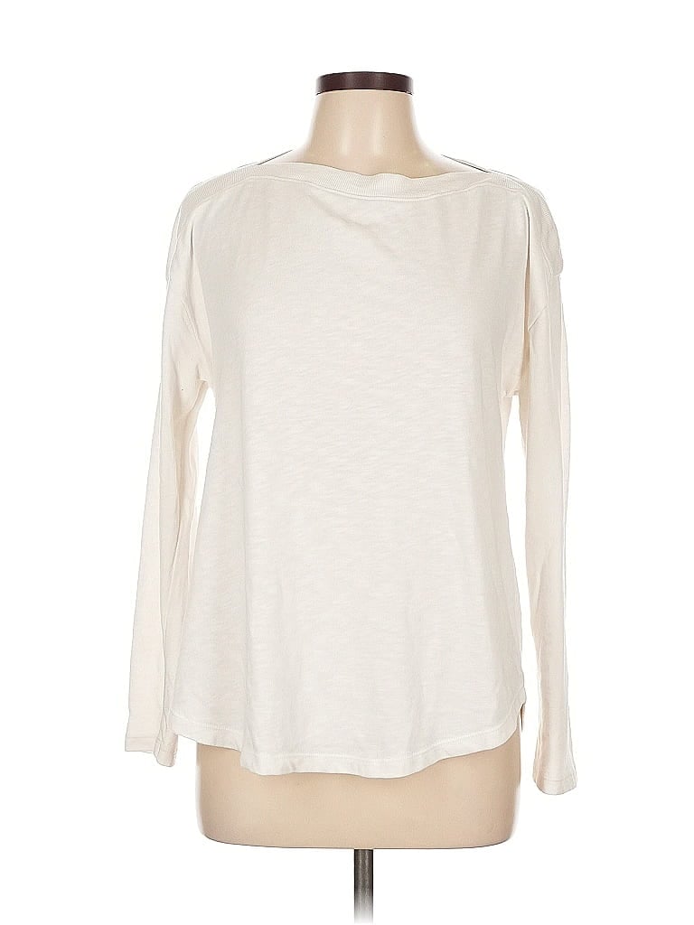 Pre-owned Ann Taylor Loft Long Sleeve T-shirt In White