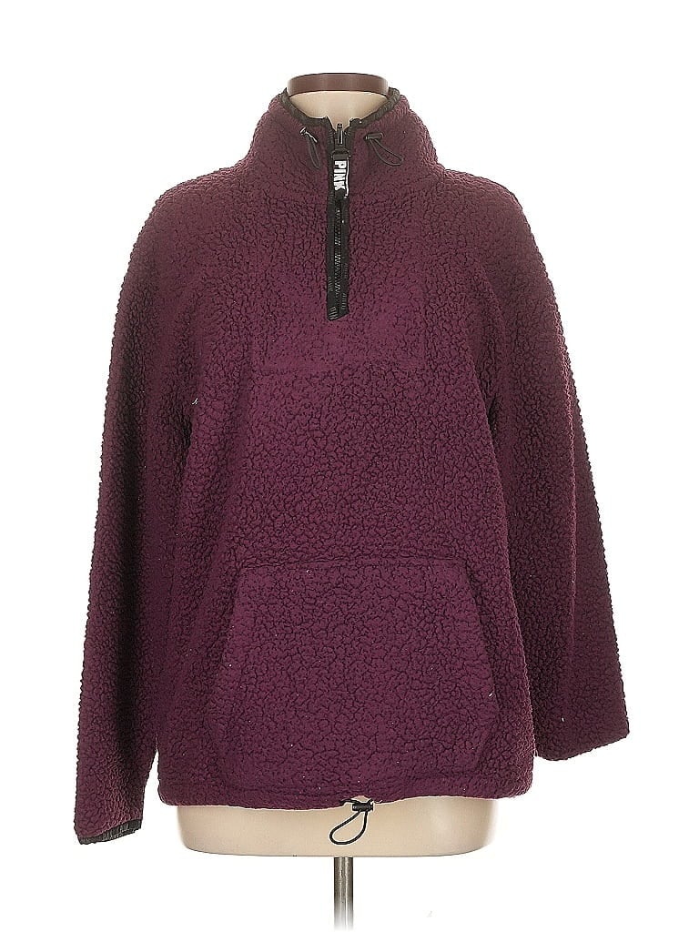 Pre-owned Victoria's Secret Pink Fleece Jacket In Burgundy