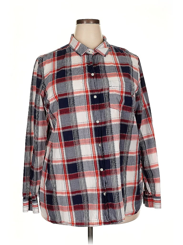 Pre-owned Old Navy Long Sleeve Button Down Shirt In Red