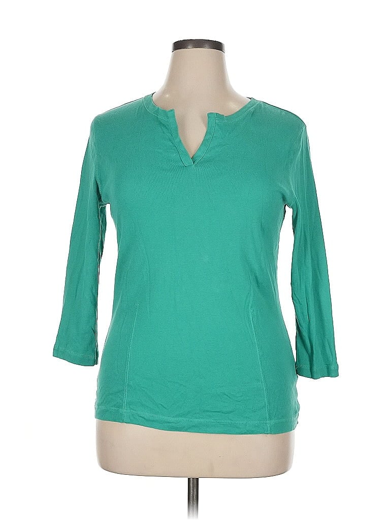 Pre-owned Jones New York Sport 3/4 Sleeve T-shirt In Green