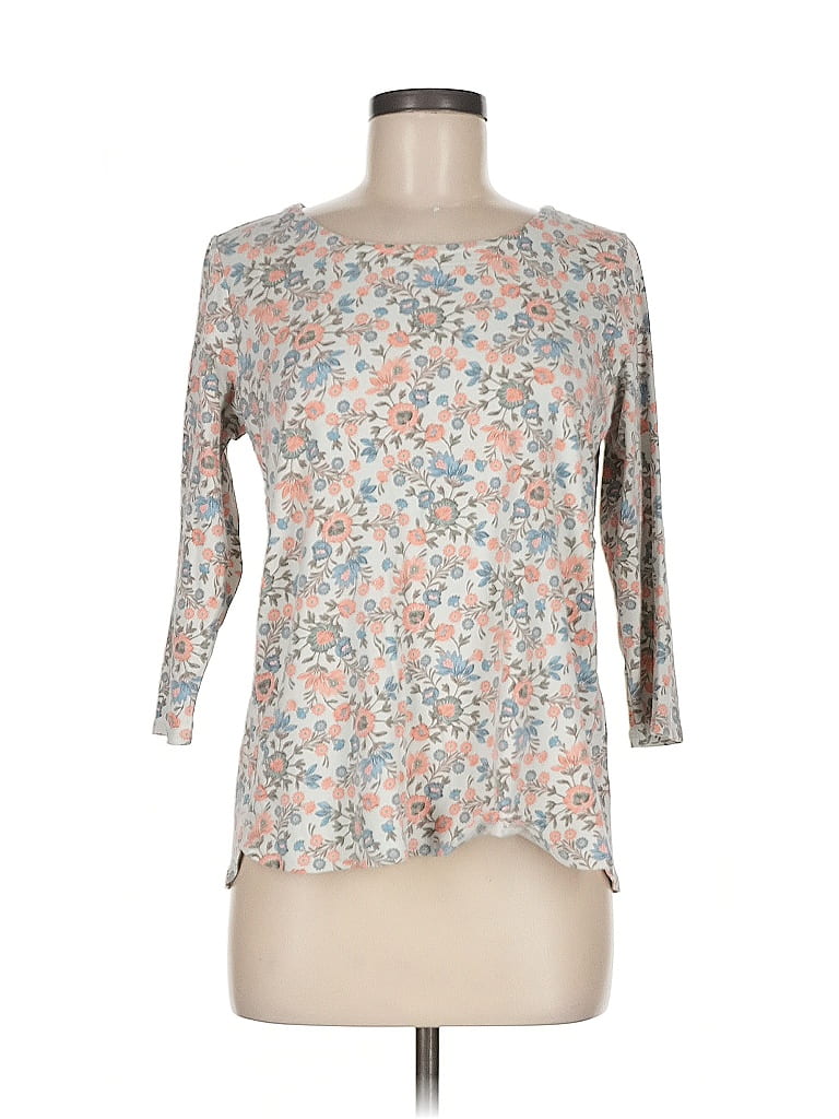 Pre-owned Jjill 3/4 Sleeve Top Silver Boatneck Tops