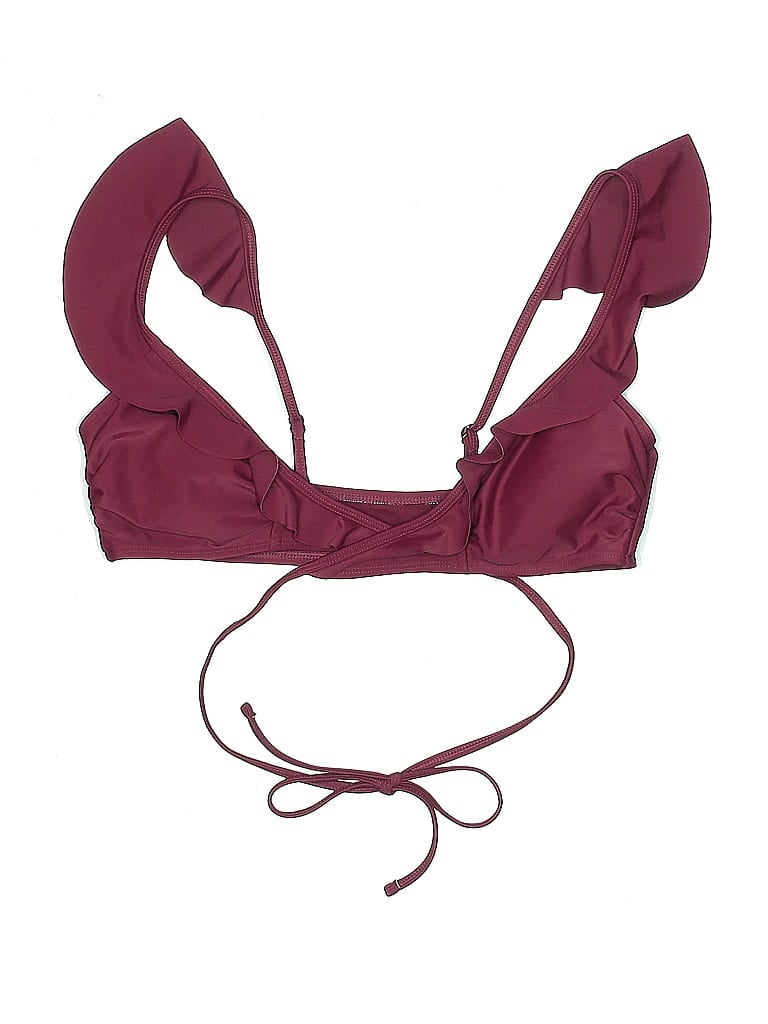 Pre-owned Xhilaration Swimsuit Top Burgundy Solid Pattern Swimwear