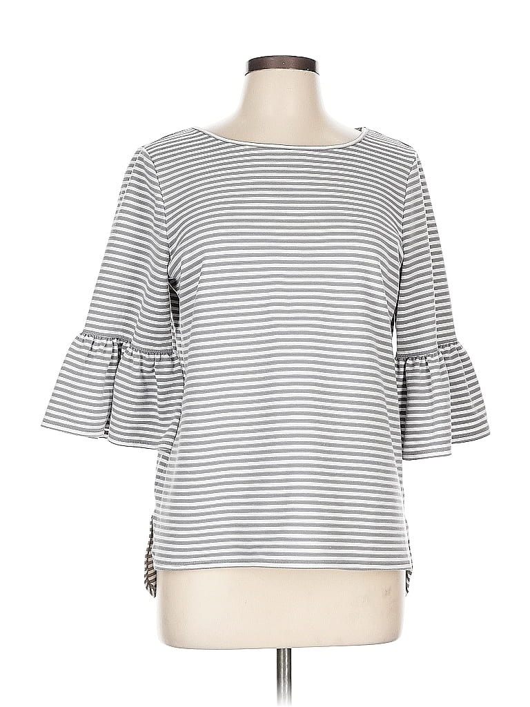 Pre-owned Max Studio 3/4 Sleeve T-shirt In Gray