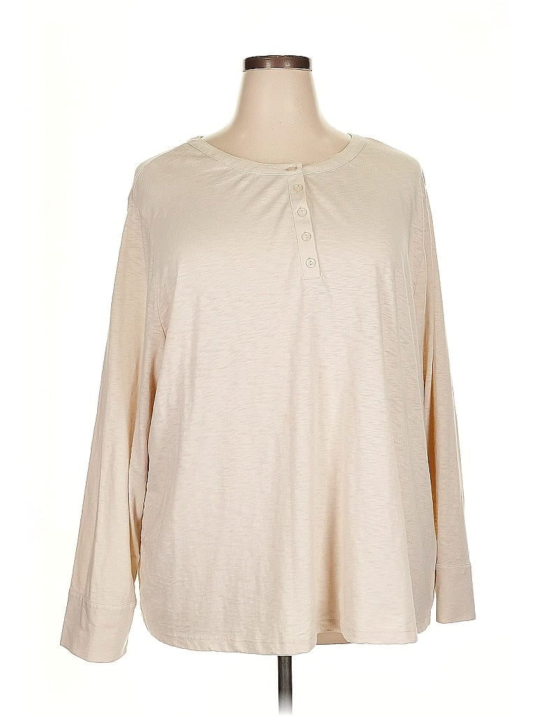 Pre-owned Karen Scott Long Sleeve Henley Shirt In Brown