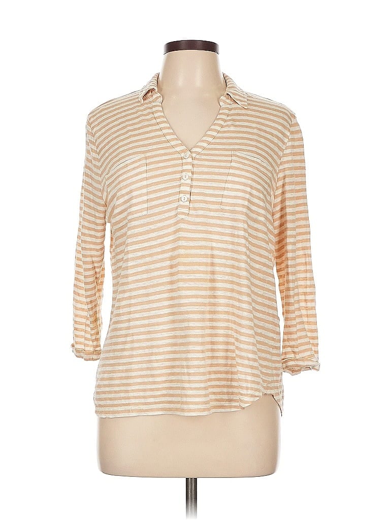 Pre-owned Chico's 3/4 Sleeve T-shirt In Brown