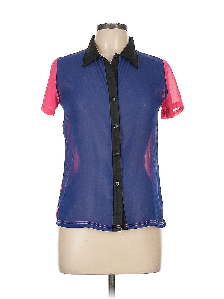 Pre-owned Assorted Brands Short Sleeve Blouse In Blue