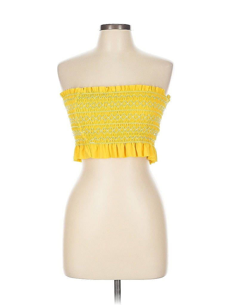 Pre-owned Xhilaration Tube Top Yellow Strapless Neckline Tops
