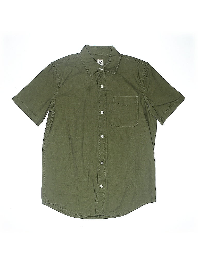 Click to view more detailed imagery on our partner's website Pre-owned Gap Kids' Short Sleeve Button Down Shirt In Green