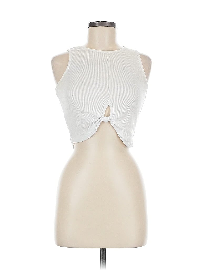 Pre-owned Bozzolo Sleeveless Top White Keyhole Neckline Tops