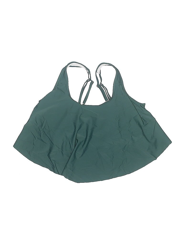 Pre-owned Unbranded Swimsuit Top Green Solid Pattern Swimwear
