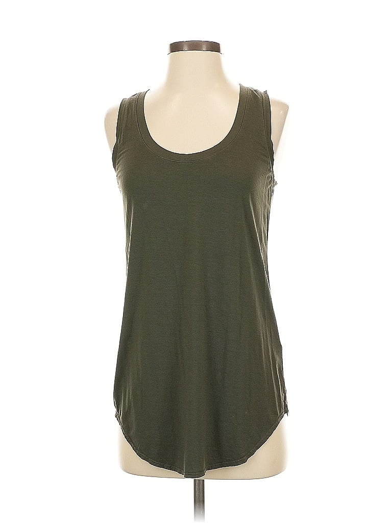 Pre-owned Three Dots Tank Top Green Scoop Neck Tops
