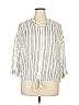 Como Blu Stripes Ivory 3/4 Sleeve Button-Down Shirt Size XL - photo 1