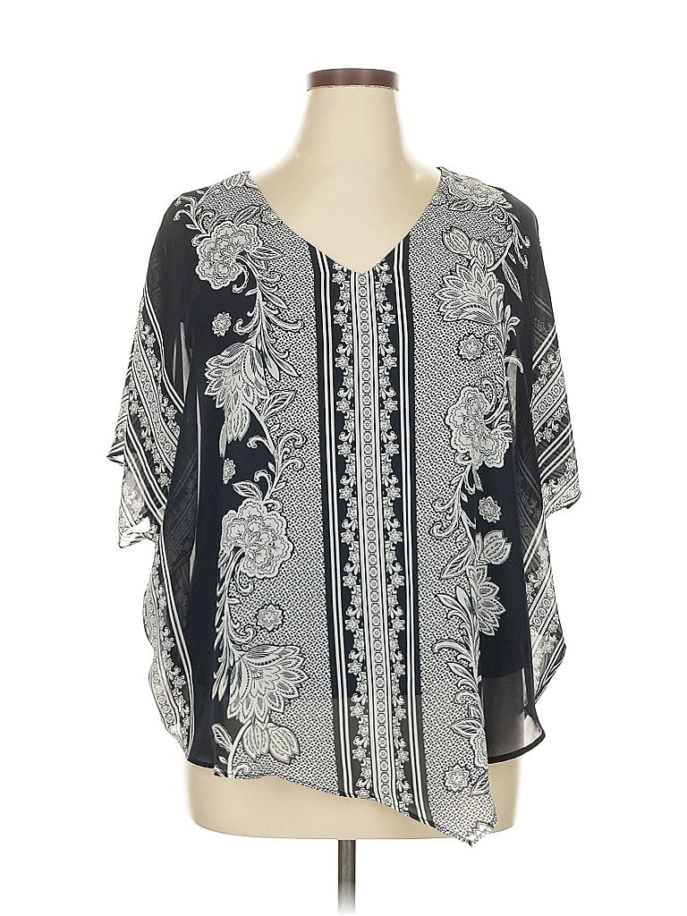 Pre-owned Roz & Ali 3/4 Sleeve Blouse In Gray