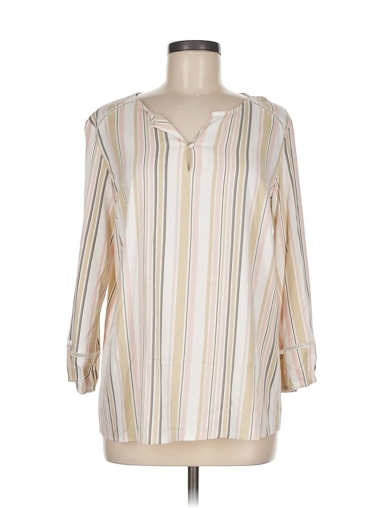 Pre-owned Market & Spruce Long Sleeve Blouse In White