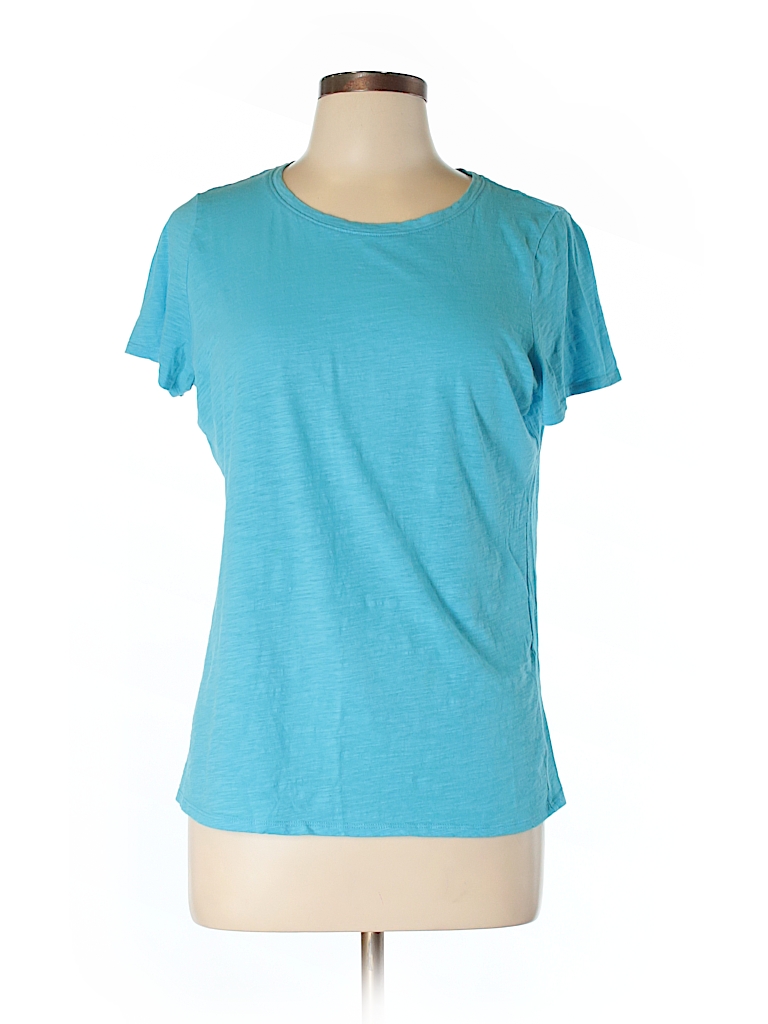 Stylus 100% Cotton Solid Blue Short Sleeve T-Shirt Size L - 75% off ...