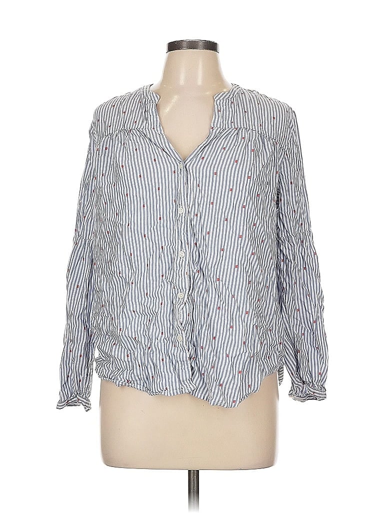 Pre-owned Old Navy Long Sleeve Blouse In Blue
