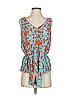 MYNE 100% Silk Blue Red Sleeveless Silk Top Size P (petite) - photo 1