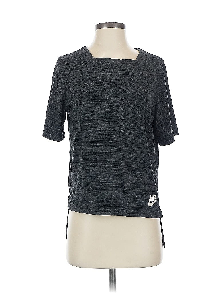 Pre-owned Nike Short Sleeve Top Gray Crew Neck Tops