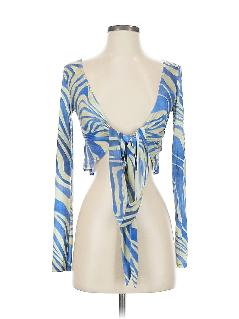 Pre-owned Prettylittlething Long Sleeve Blouse In Blue