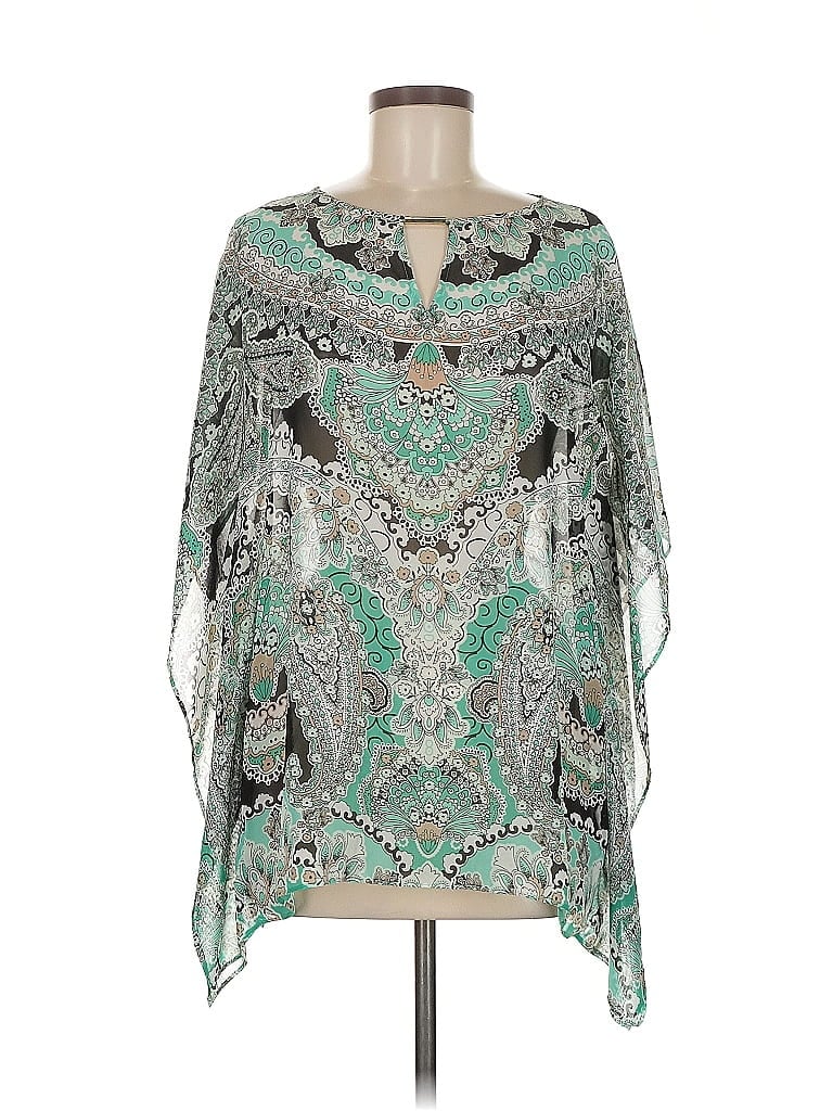 Pre-owned Dana Buchman 3/4 Sleeve Blouse In Green