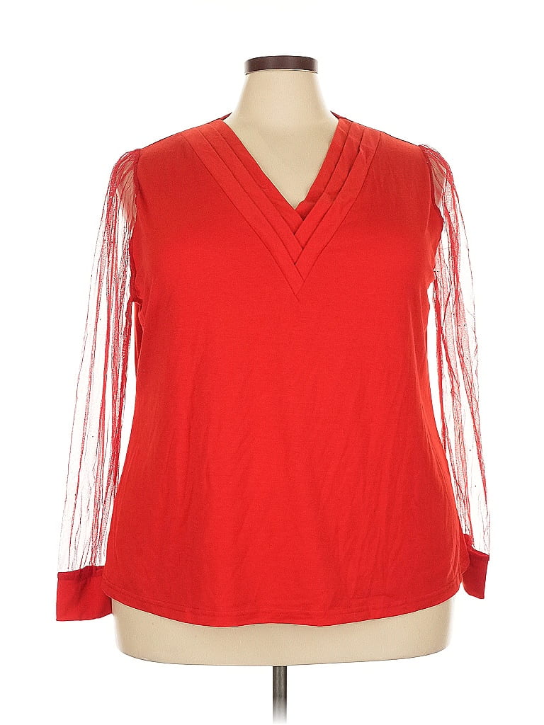 Pre-owned Unbranded Long Sleeve Blouse In Red