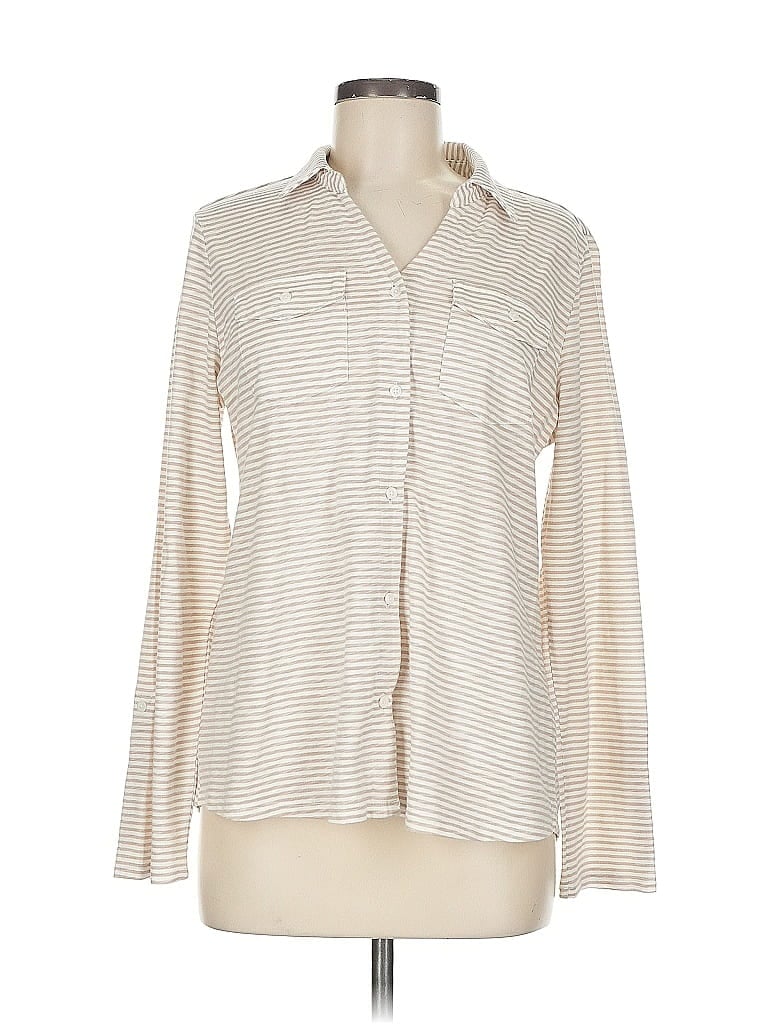 Pre-owned Croft & Barrow Long Sleeve Blouse In White