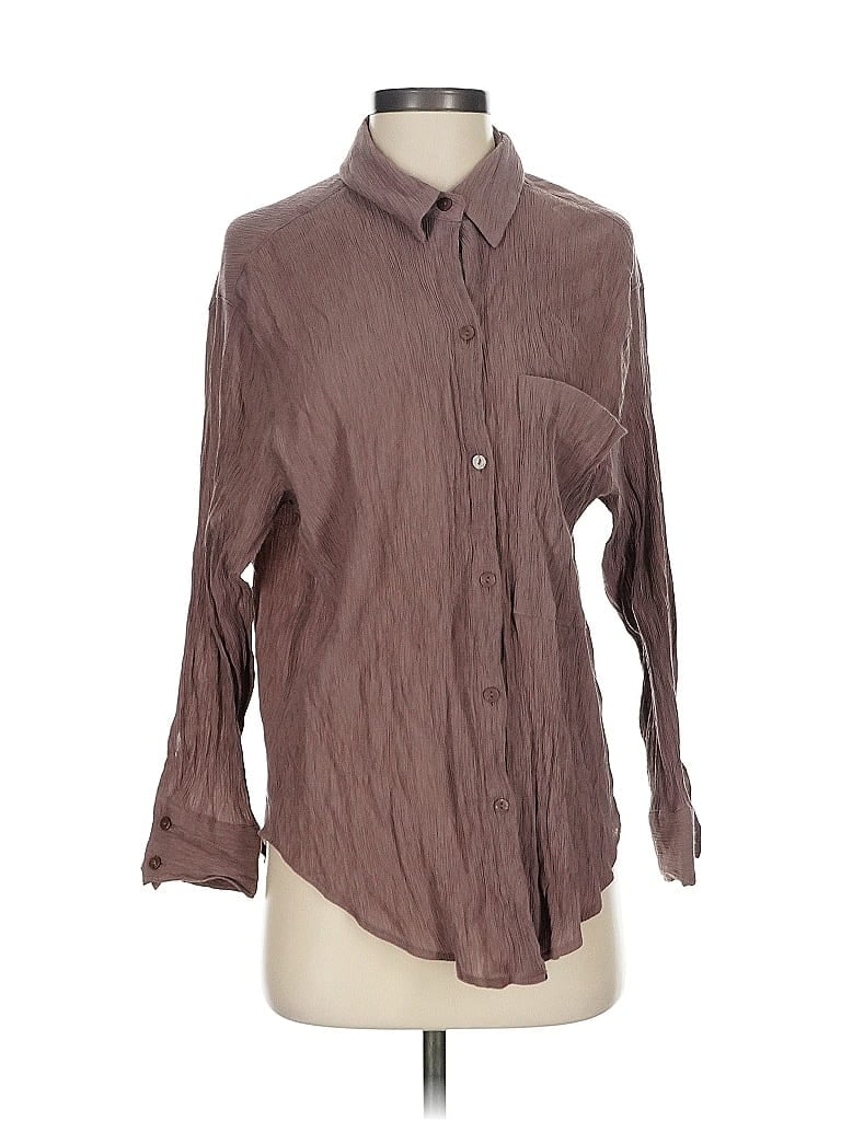 Pre-owned Abercrombie & Fitch 3/4 Sleeve Button Down Shirt In Brown