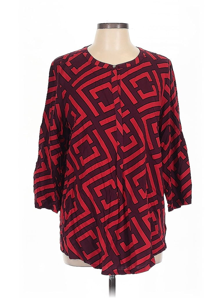 Pre-owned Liz Claiborne 3/4 Sleeve Blouse In Red