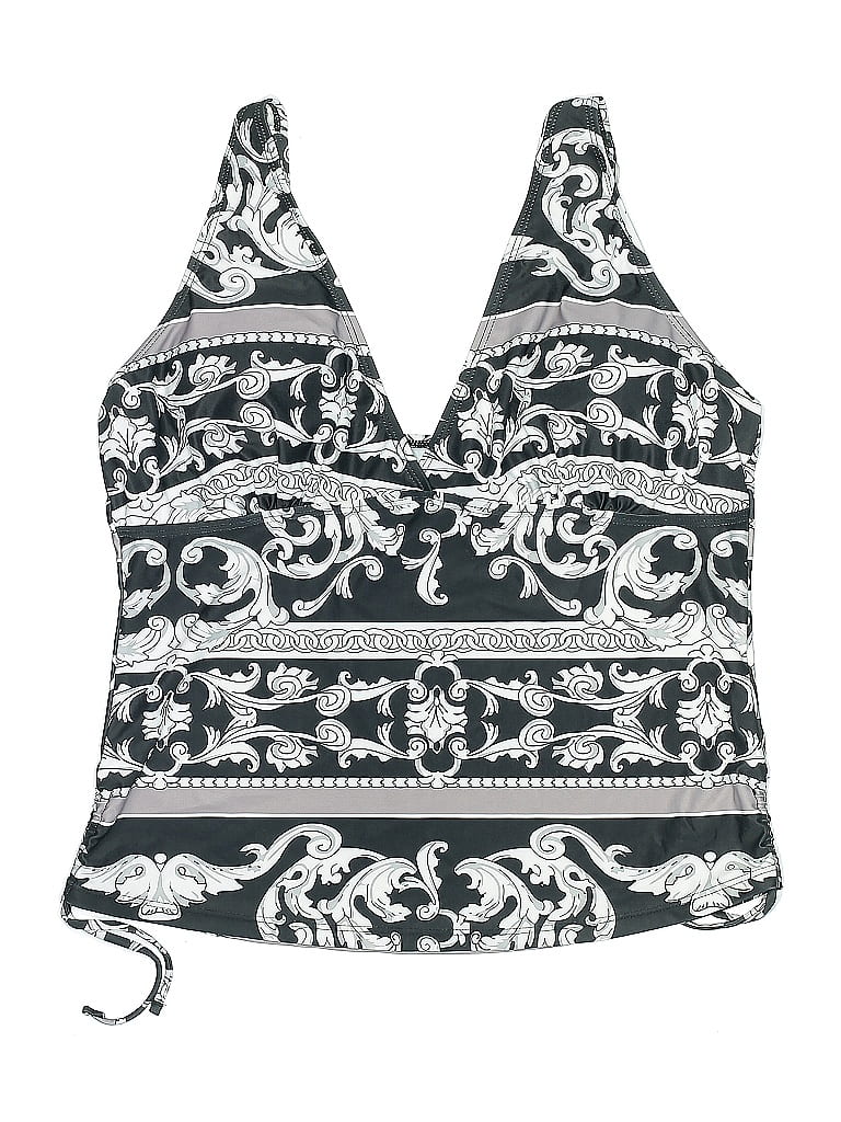 Pre-owned Unbranded Swimsuit Top Gray Paisley Pattern Swimwear
