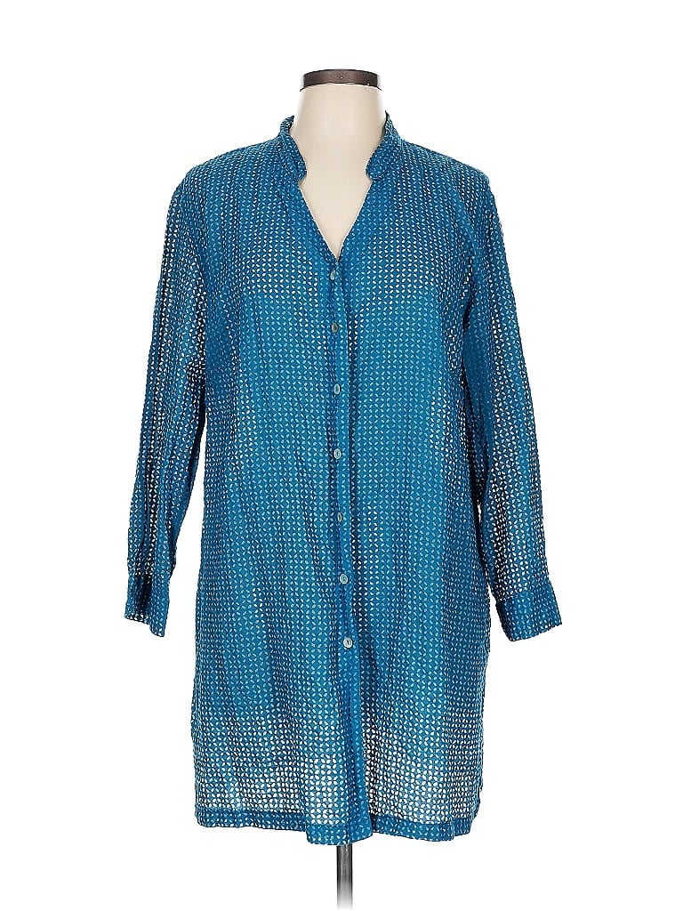 CUT.LOOSE Pre-owned 3/4 Sleeve Button Down Shirt In Blue