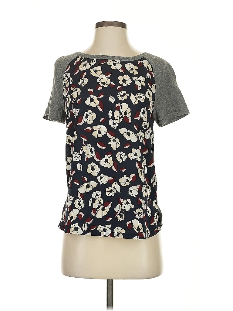 Pre-owned Ann Taylor Factory Short Sleeve Top Gray Scoop Neck Tops