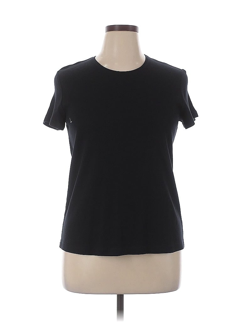 Pre-owned Croft & Barrow Short Sleeve Top Black Crew Neck Tops