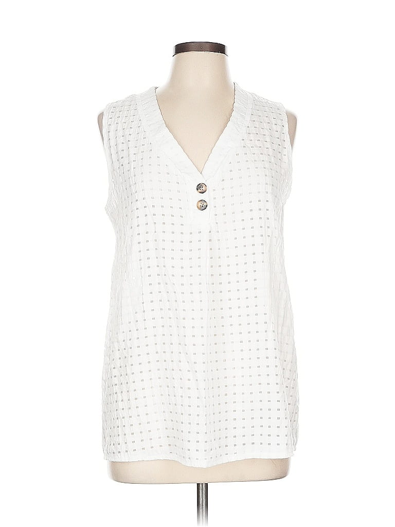 Pre-owned Unbranded Sleeveless Blouse In White