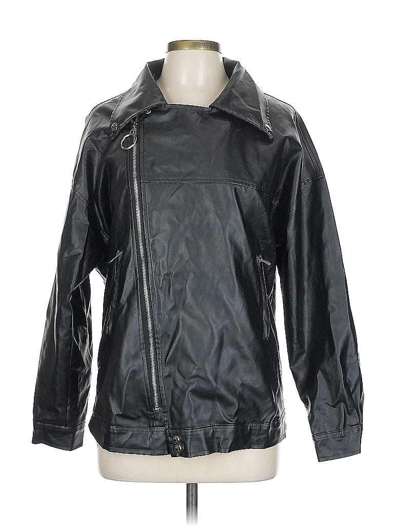 Pre-owned Assorted Brands Leather Jacket In Black