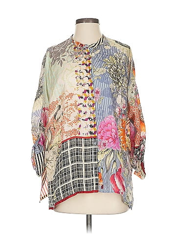 Johnny Was 3/4 Sleeve Silk Top (view 1)