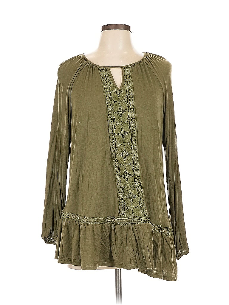 Pre-owned Forgotten Grace Long Sleeve Blouse In Green