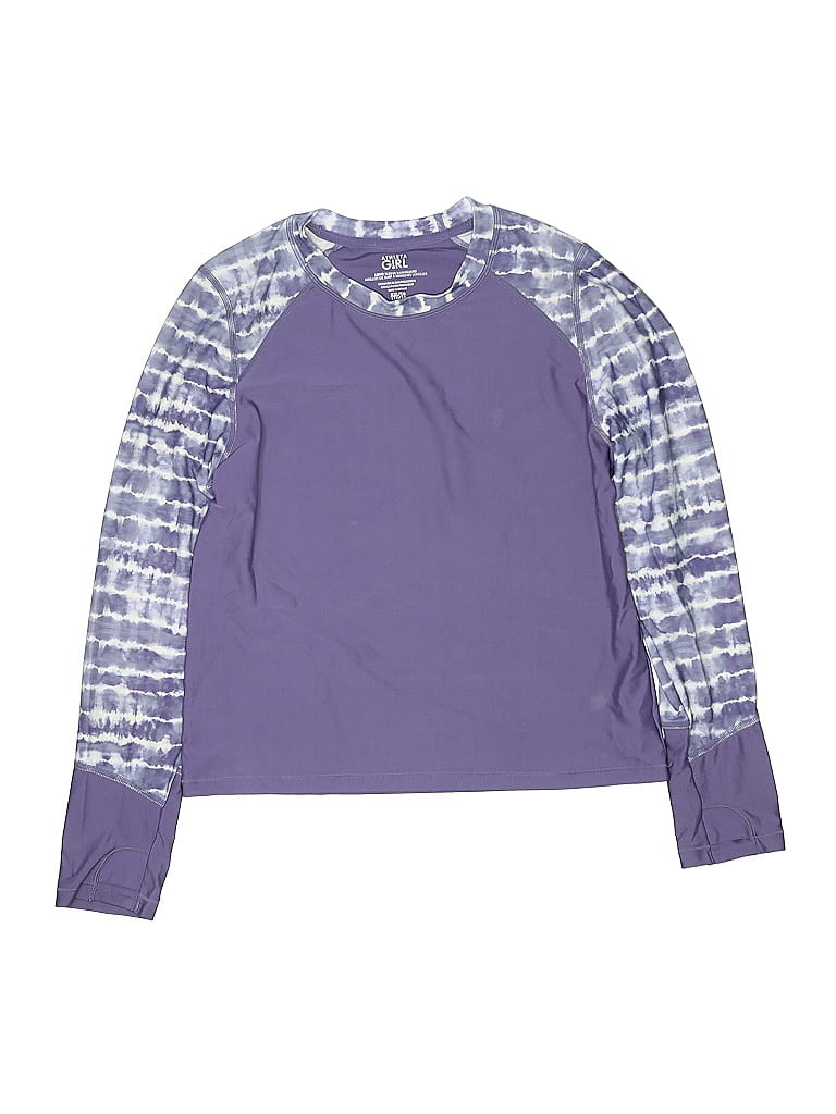 Pre-owned Athleta Girl Kids' Long Sleeve T-shirt In Purple