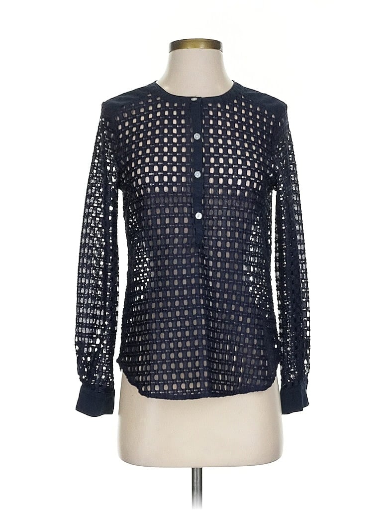 Pre-owned Banana Republic Long Sleeve Blouse In Blue