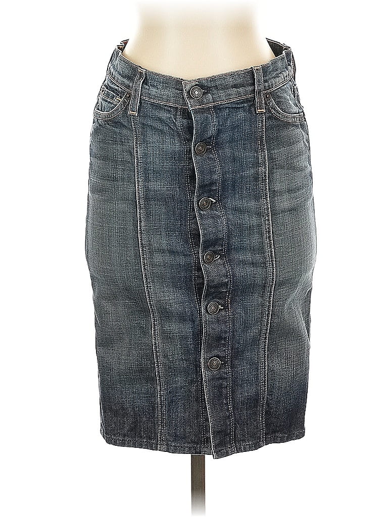 Pre-owned 7 For All Mankind Denim Skirt In Gray