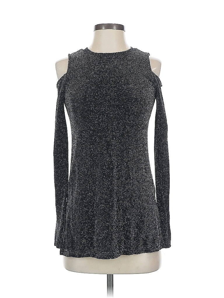 Pre-owned Michael Michael Kors Long Sleeve Top Gray Cold Shoulder Neckline Tops