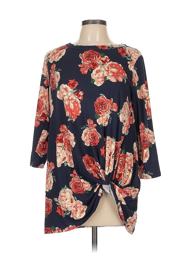 Pre-owned Reb And J 3/4 Sleeve Blouse In Blue