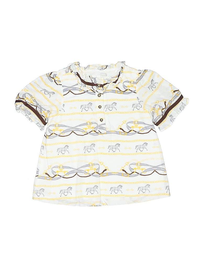 Pre-owned Janie And Jack Kids' Short Sleeve Button Down Shirt In Yellow