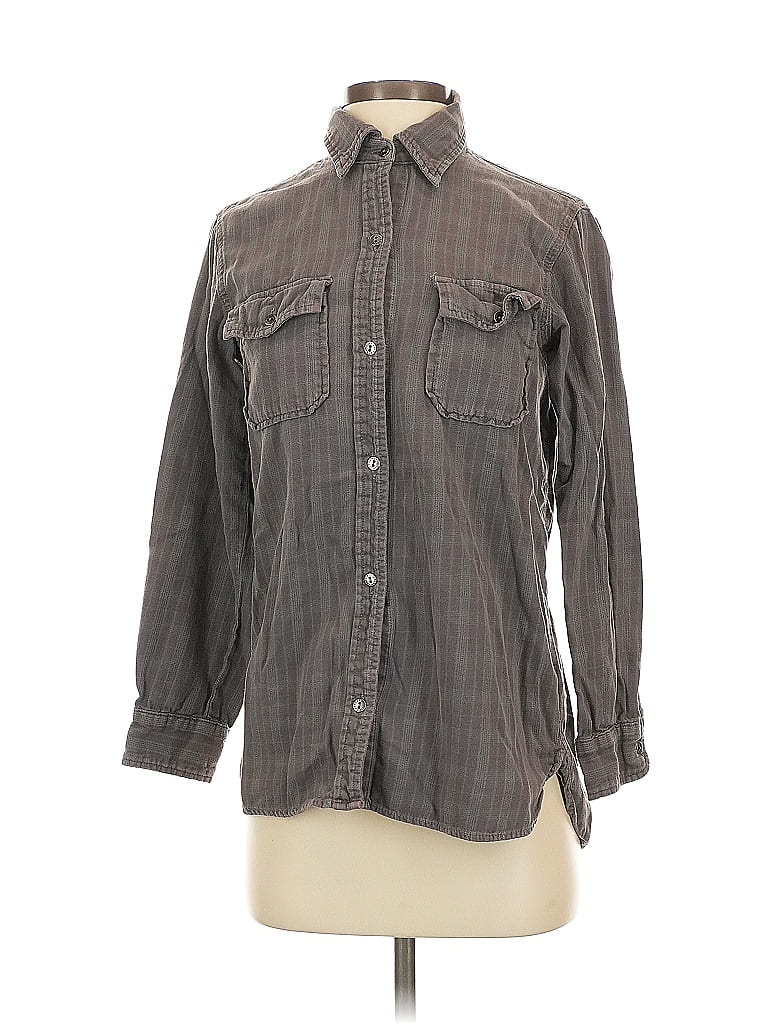 Click to view more detailed imagery on our partner's website Pre-owned Current Elliott Long Sleeve Button Down Shirt In Purple