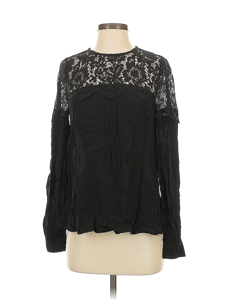 Pre-owned Lulus Long Sleeve Blouse In Black