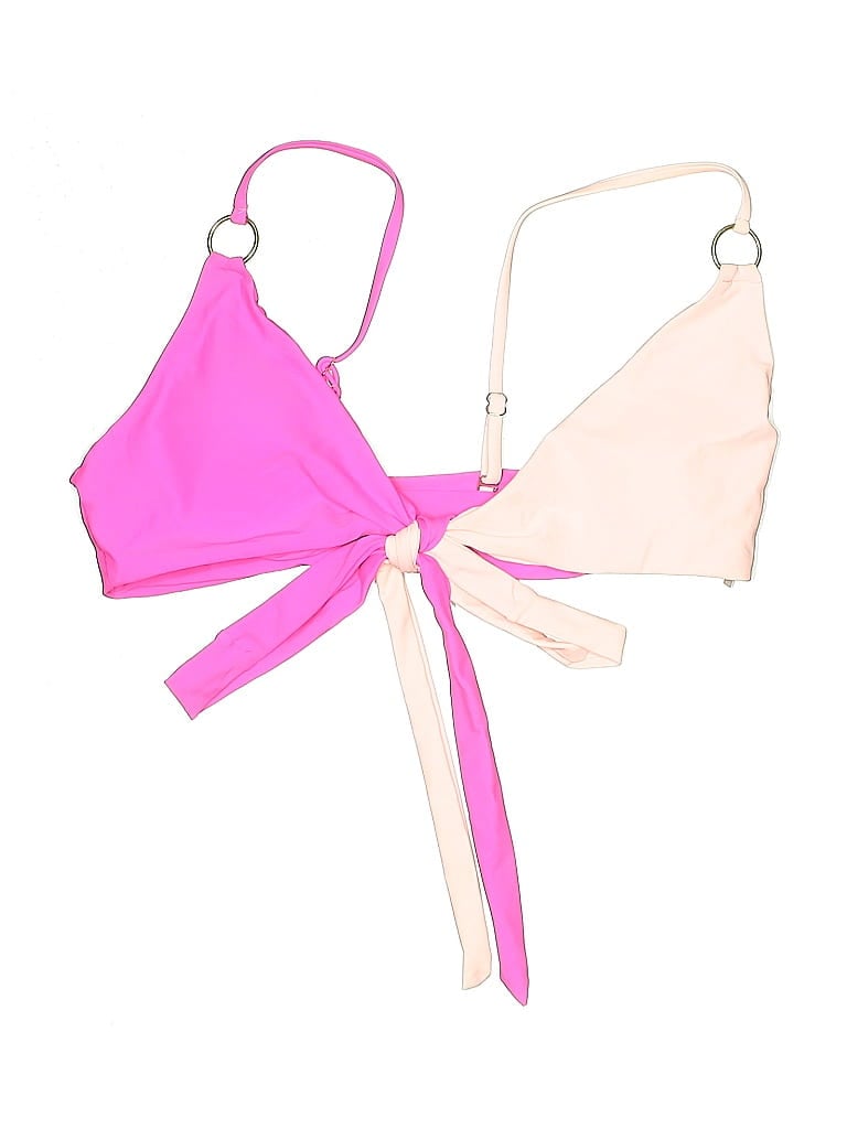 Pre-owned Unbranded Swimsuit Top Pink Color Block Pattern Swimwear