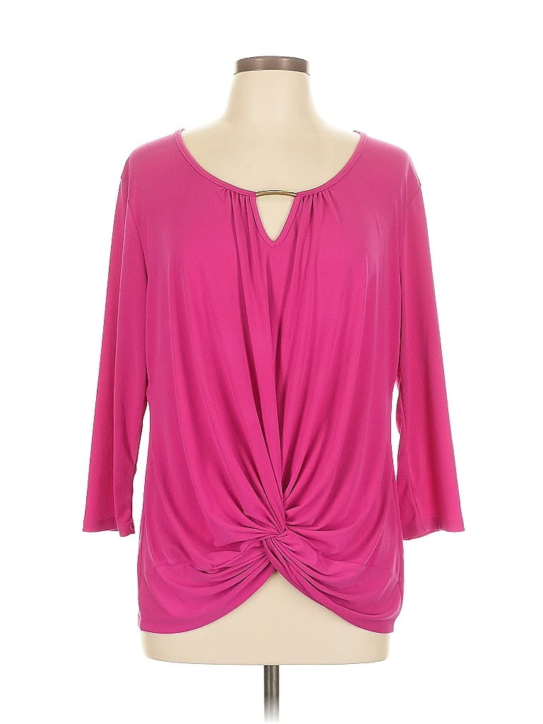 Pre-owned Collection 3/4 Sleeve Top Pink Keyhole Neckline Tops