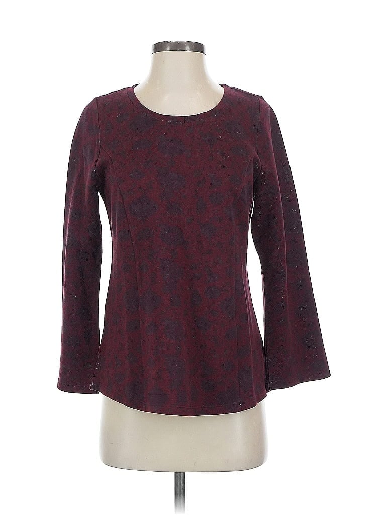 Pre-owned Soft Surroundings Long Sleeve T-shirt In Burgundy