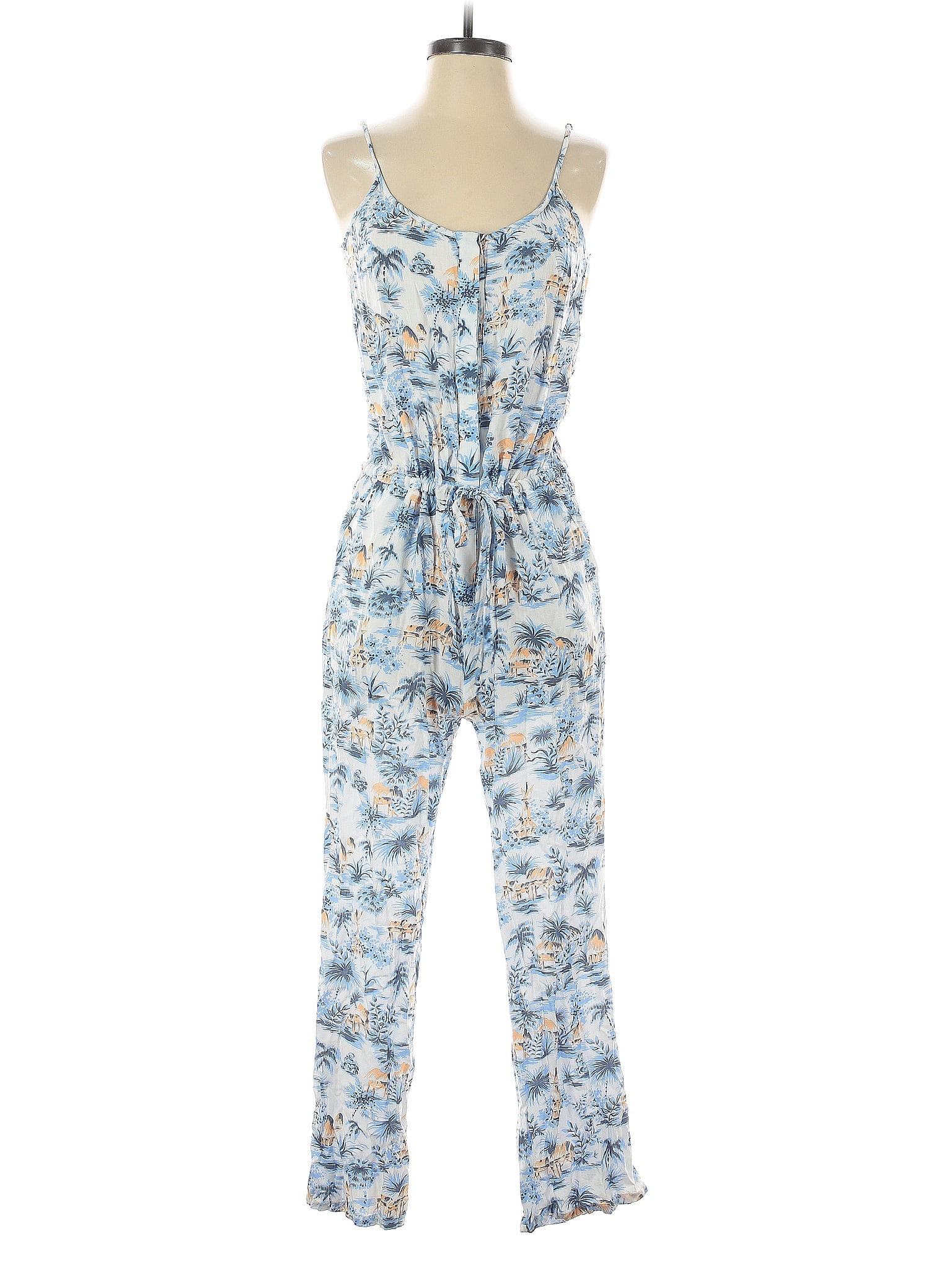 Faherty 100% Rayon Paisley Blue Jumpsuit Size S