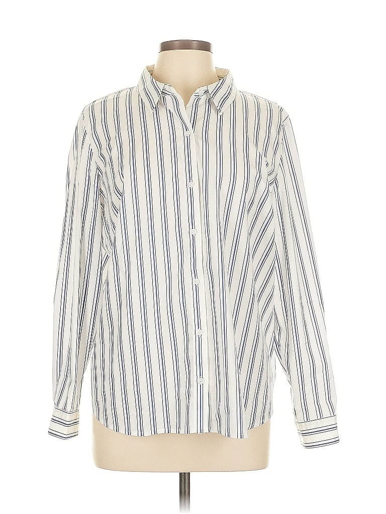 Pre-owned Nine West Long Sleeve Button Down Shirt In White
