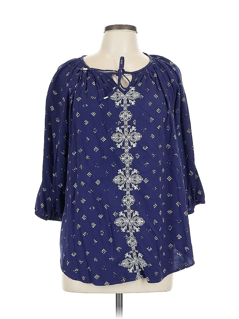 Pre-owned Sonoma Goods For Life 3/4 Sleeve Blouse In Blue